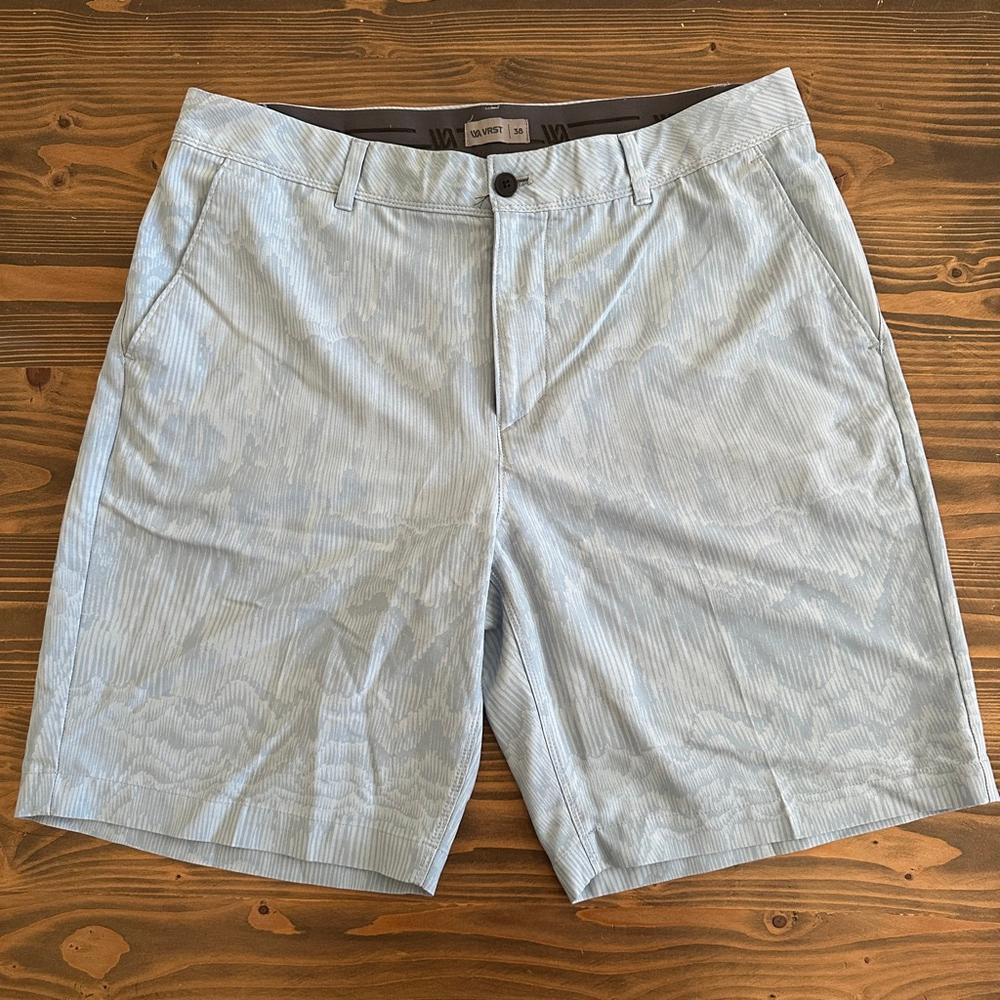 Men’s VRST Light Blue Flat Front Shorts 38 Stretch Performance 9” Inseam